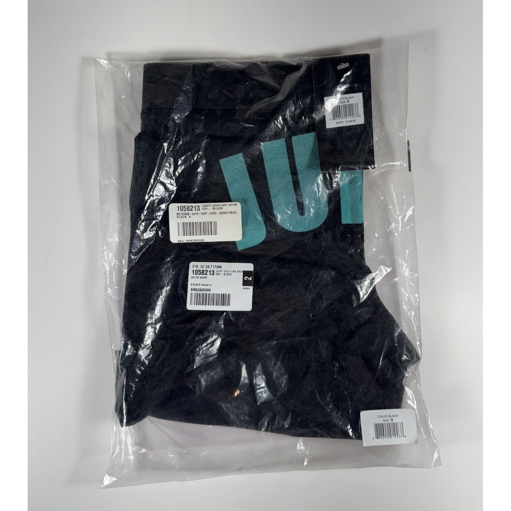 JUICY Couture Sport Active Shorts Gym Black Teal Blue Women's Size‎ S *NEW* $108 - Picture 5 of 7